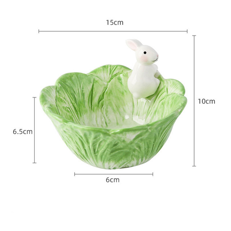 Green bowl with rabbit