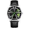 Black leather white steel gree