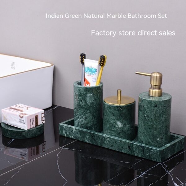 Marble Green Wash Basin Tray Lotion Bottle Cotton Swab Can Bathroom Three Or Four Piece Suit