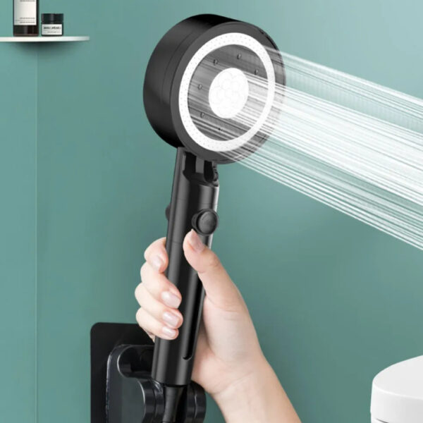 Black Five-gear Shower Nozzle Pressure Shower Suit Bath Lotus Seedpod
