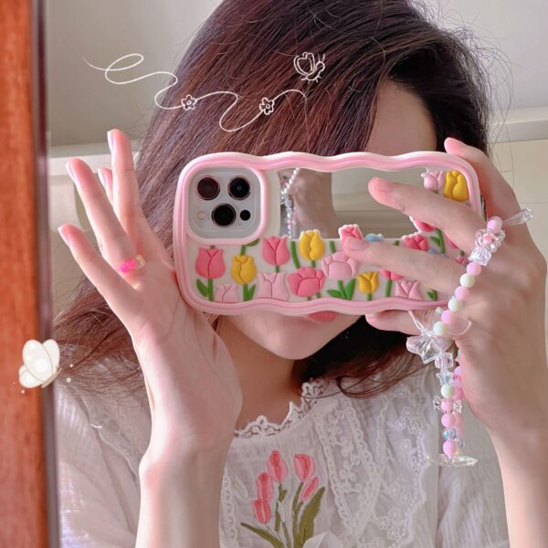 Mirror Tulip Silicone Phone Case Protective Sleeve