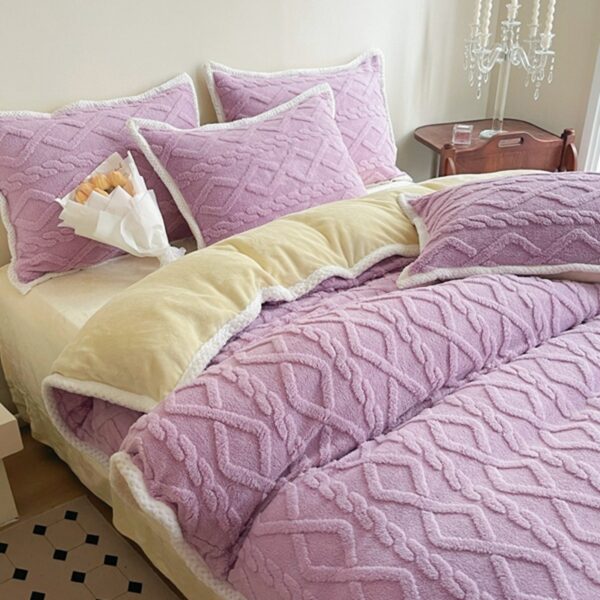 Solid Color Class A Thickened Milk Fiber Bed Four-piece Set